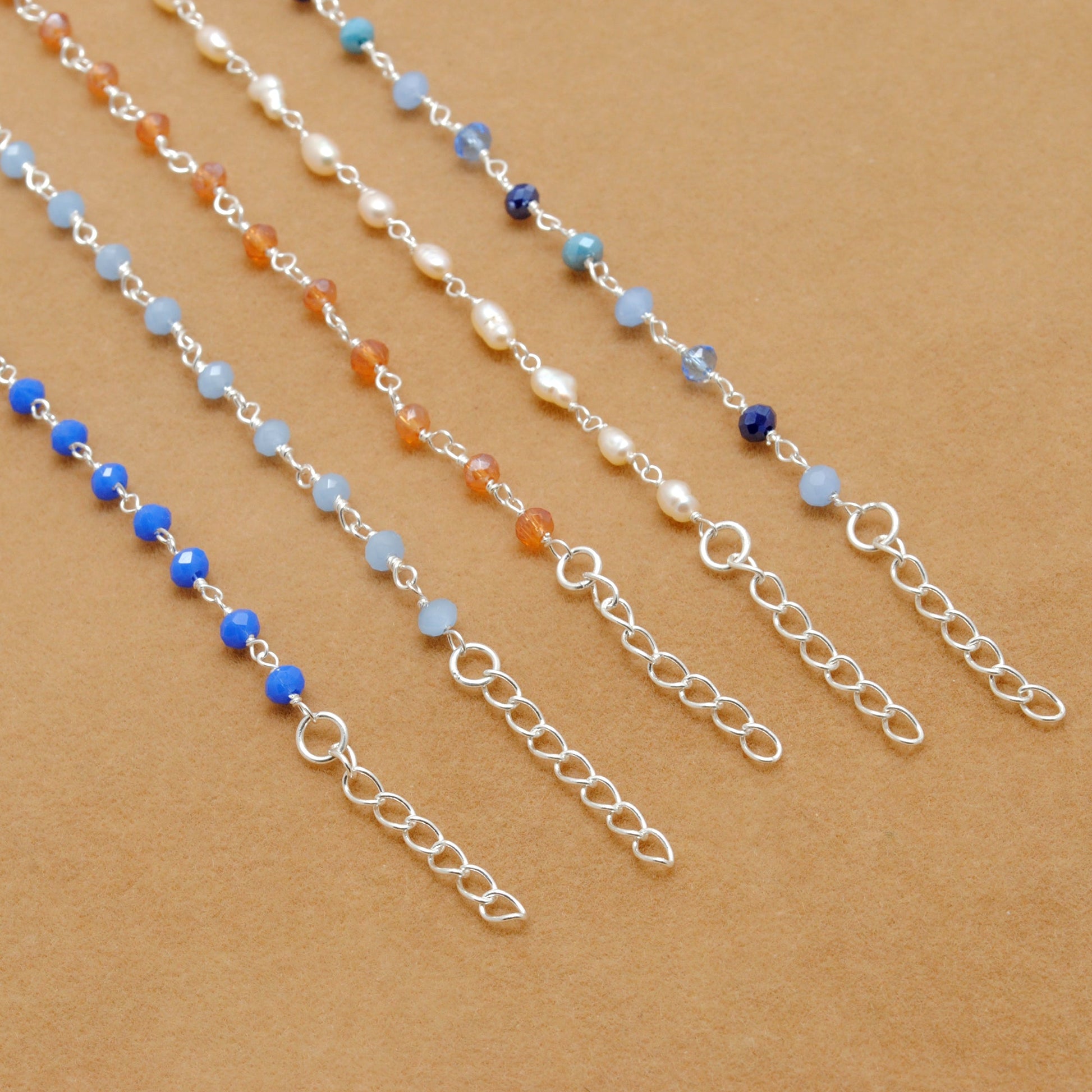925 Sterling Silver Multi-Chalcedony & Peal Rosary Necklace – Kanika Creations - Kanika Creations