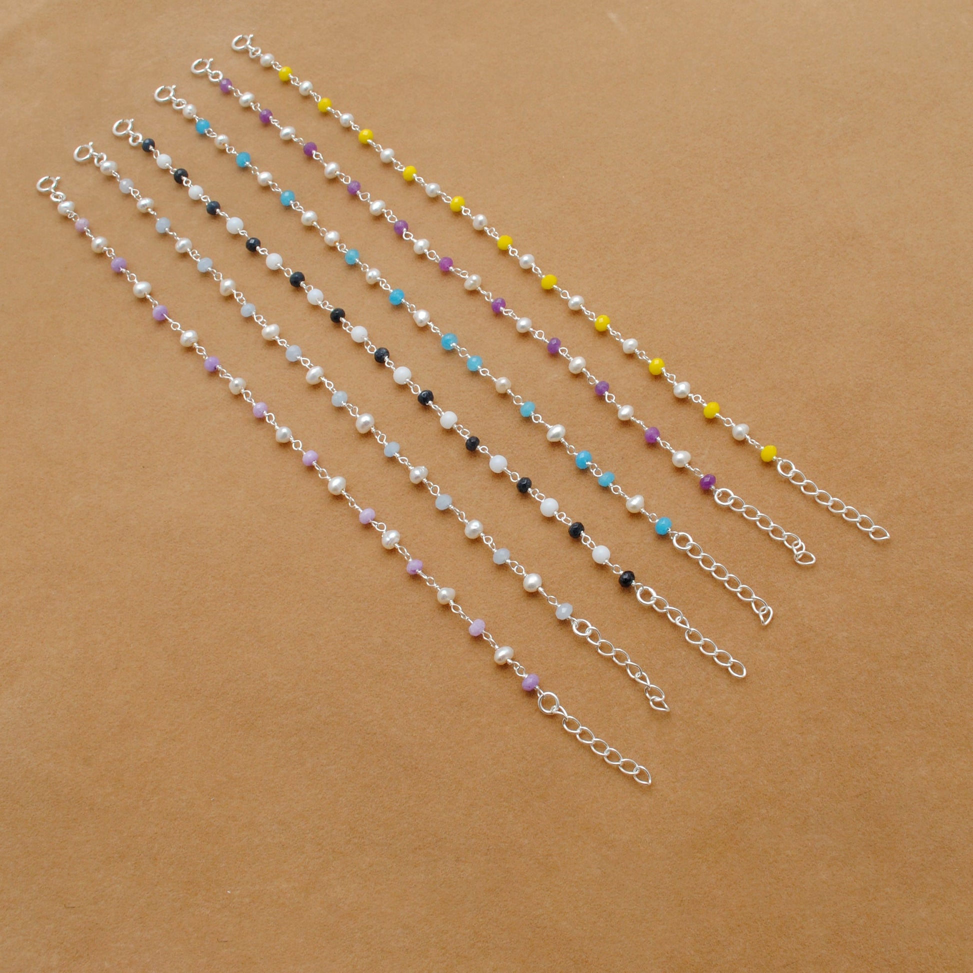 925 Silver Gemstone & Pearl Necklace – Yellow Chalcedony, Amethyst, Sapphire Quartz - Kanika Creations