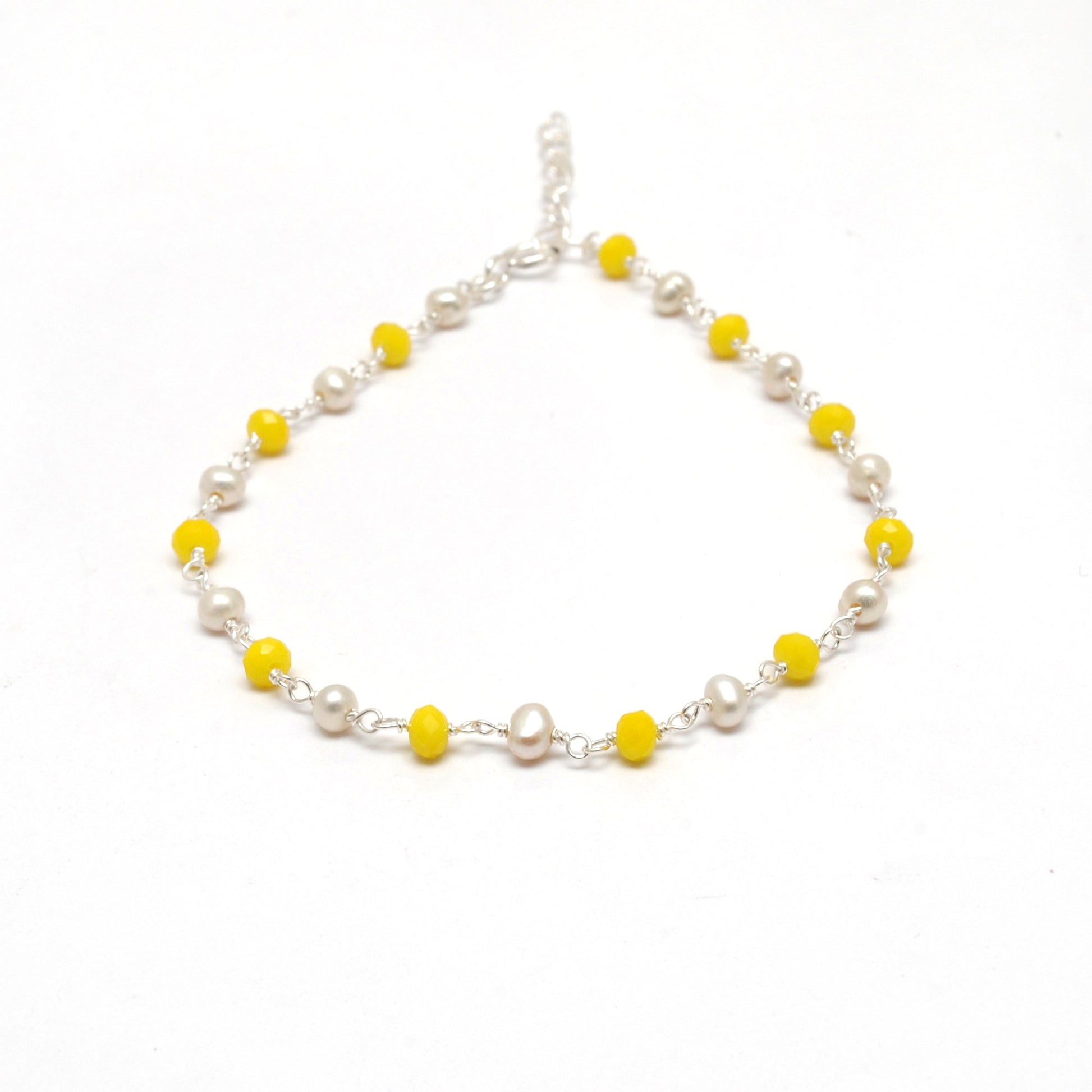 925 Silver Gemstone & Pearl Necklace – Yellow Chalcedony, Amethyst, Sapphire Quartz - Kanika Creations