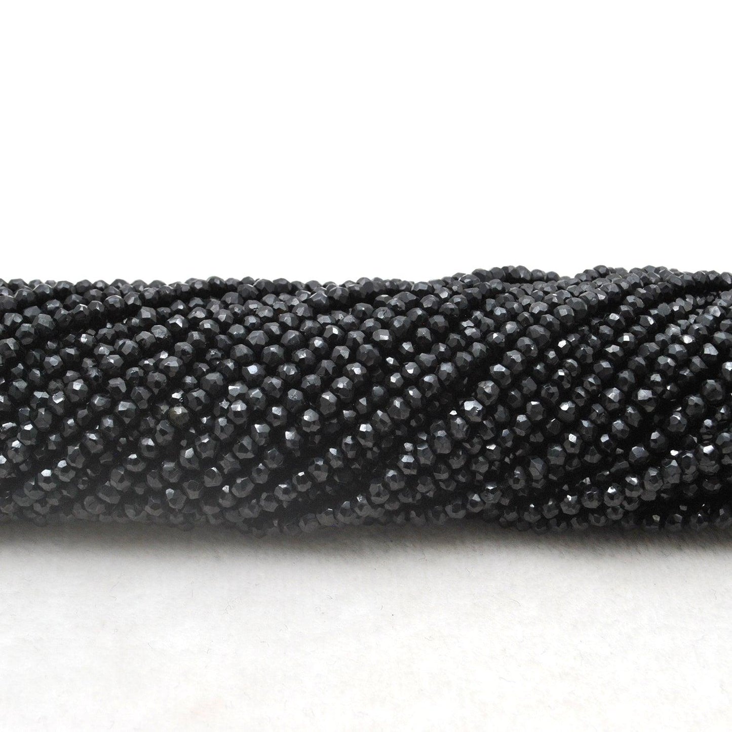 Natural Black Spinel Rondelle Faceted Gemstone Beads 4mm 14"Strand - Kanika Creations