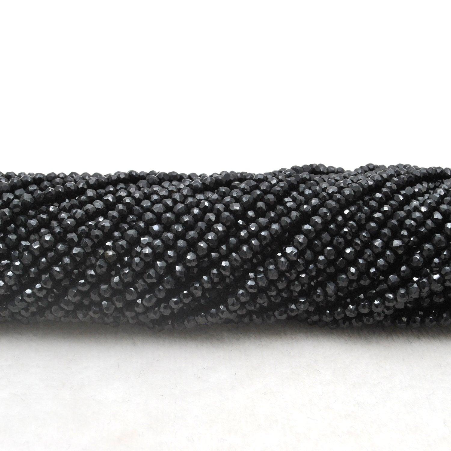 Natural Black Spinel Rondelle Faceted Gemstone Beads 4mm 14"Strand - Kanika Creations