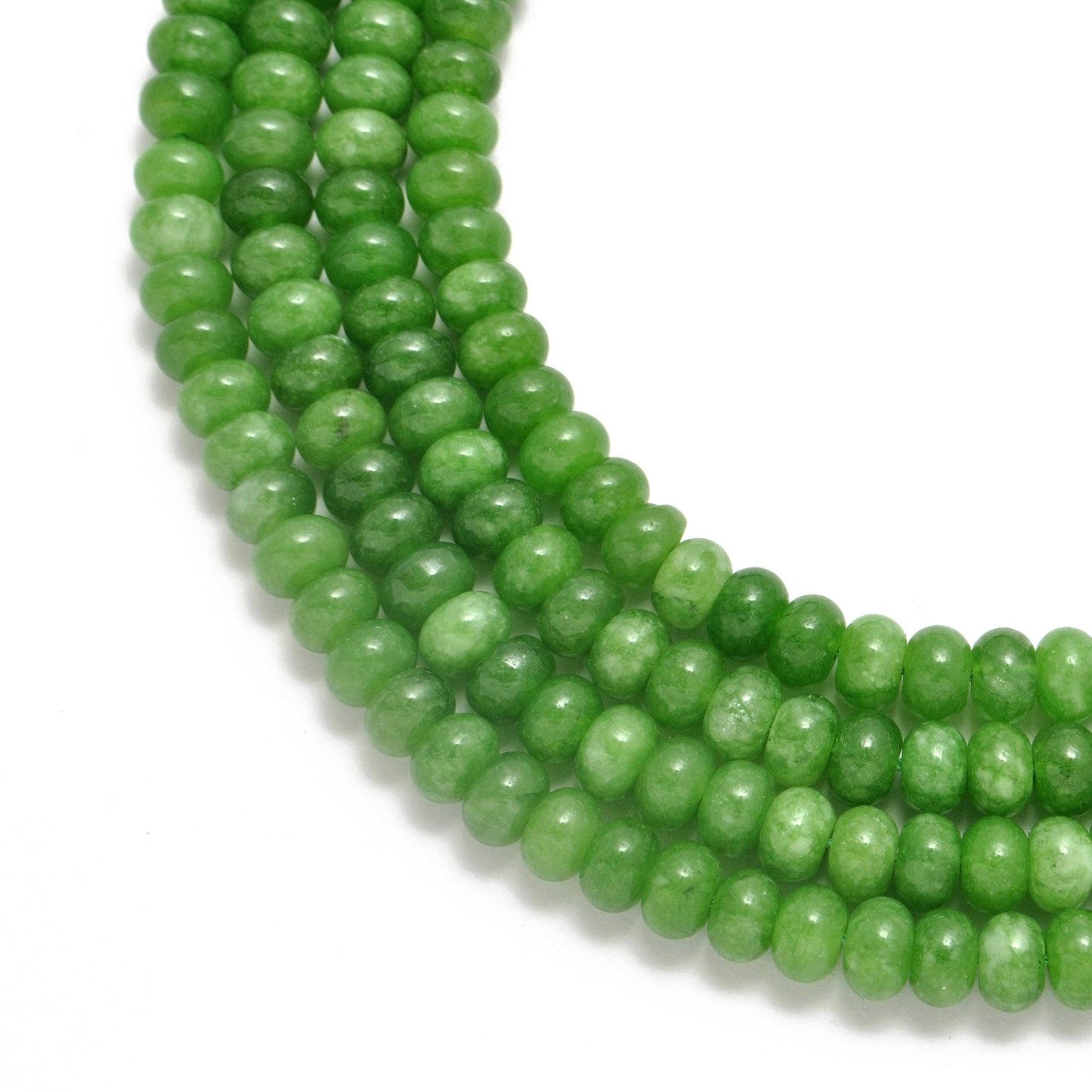 Green Quartz Plain Rondelle Gemstone Beads 8 mm 13" Strand - Kanika Creations