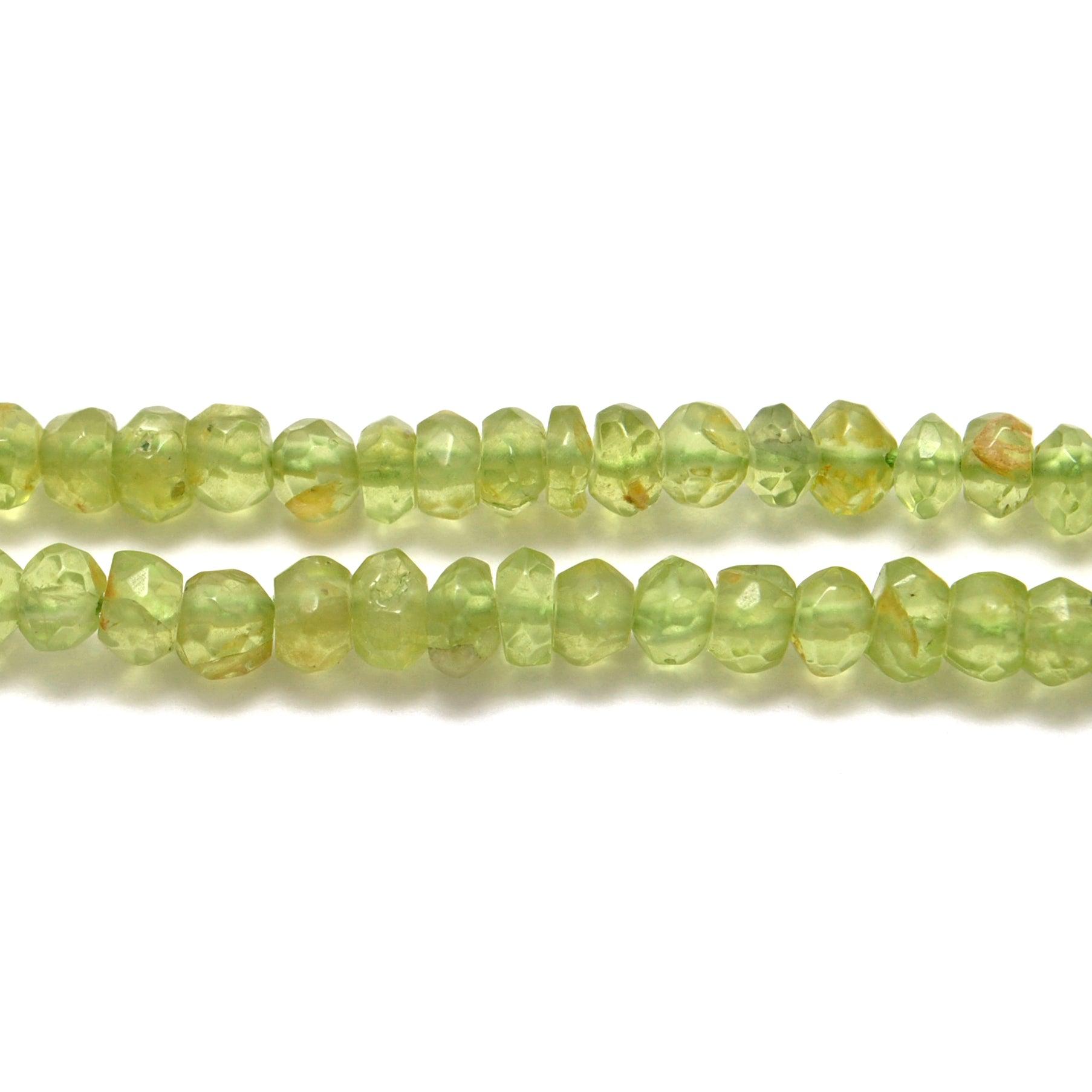 Natural Green Peridot Faceted Rondelle Gemstone Beads 13" Strand - Kanika Creations