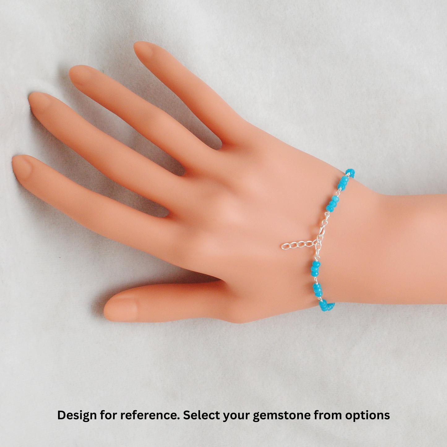 925 Sterling Silver Bracelet with Moonstone, Labradorite & Chalcedony Gemstone - Kanika Creations