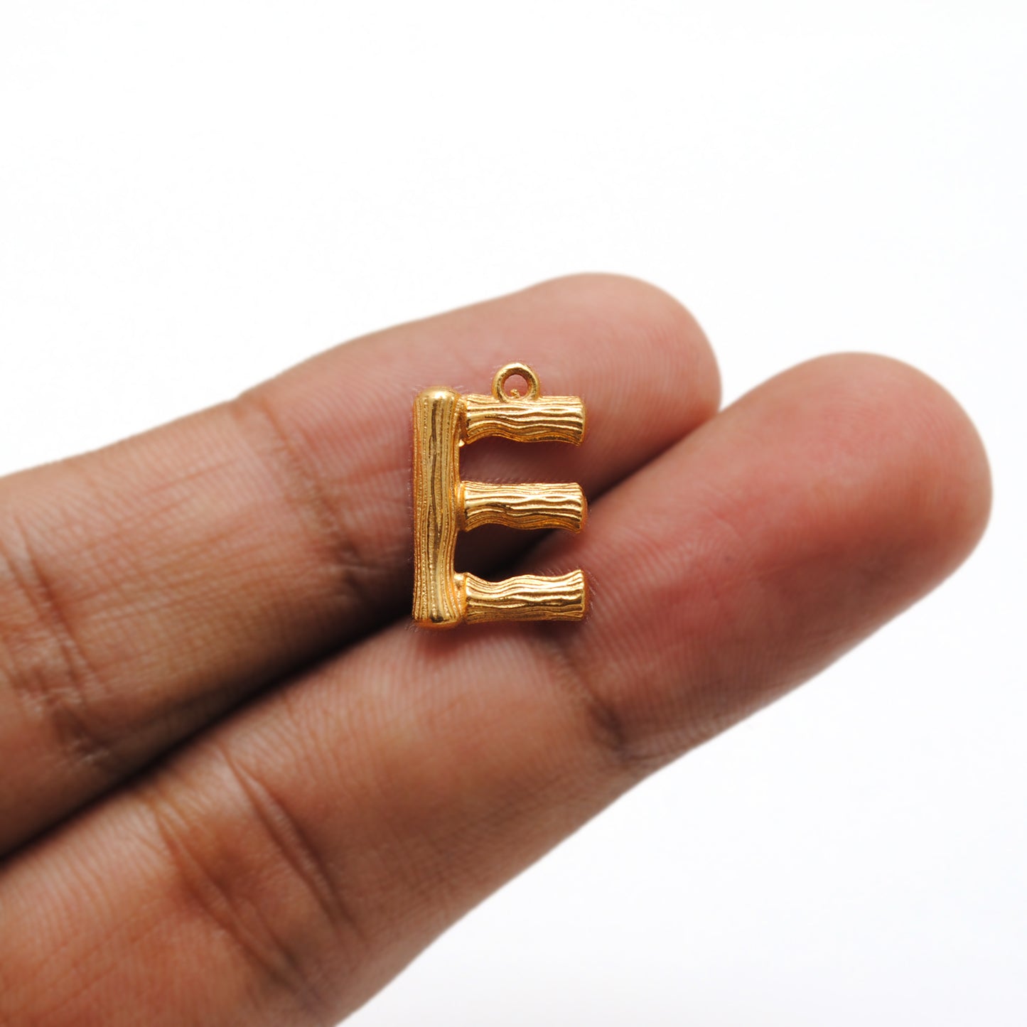 18k Solid Yellow Gold "E" Initial Letter Charm Pendant