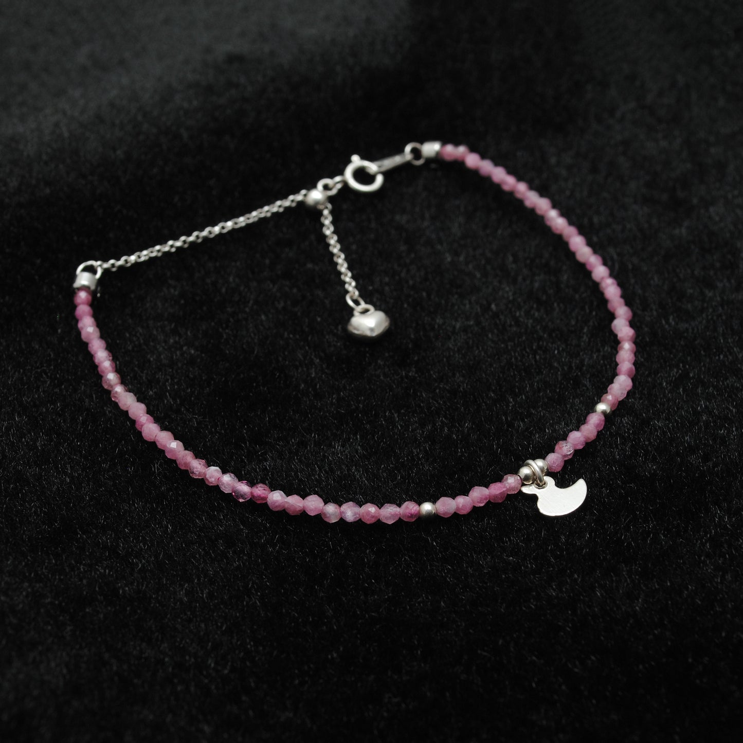 Genuine Pink Tourmaline Beads Bracelet 8.5 inch