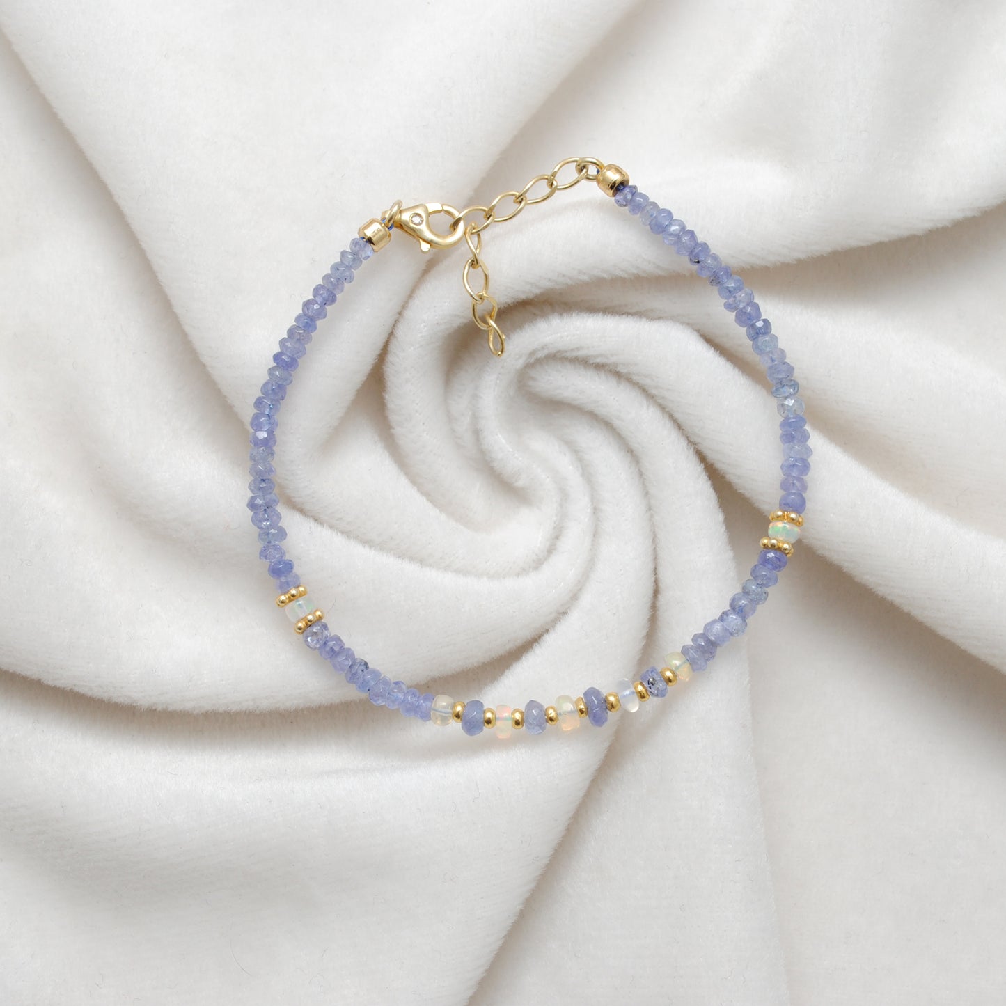 Opal With Tanzanite silver bracelet 8 inch