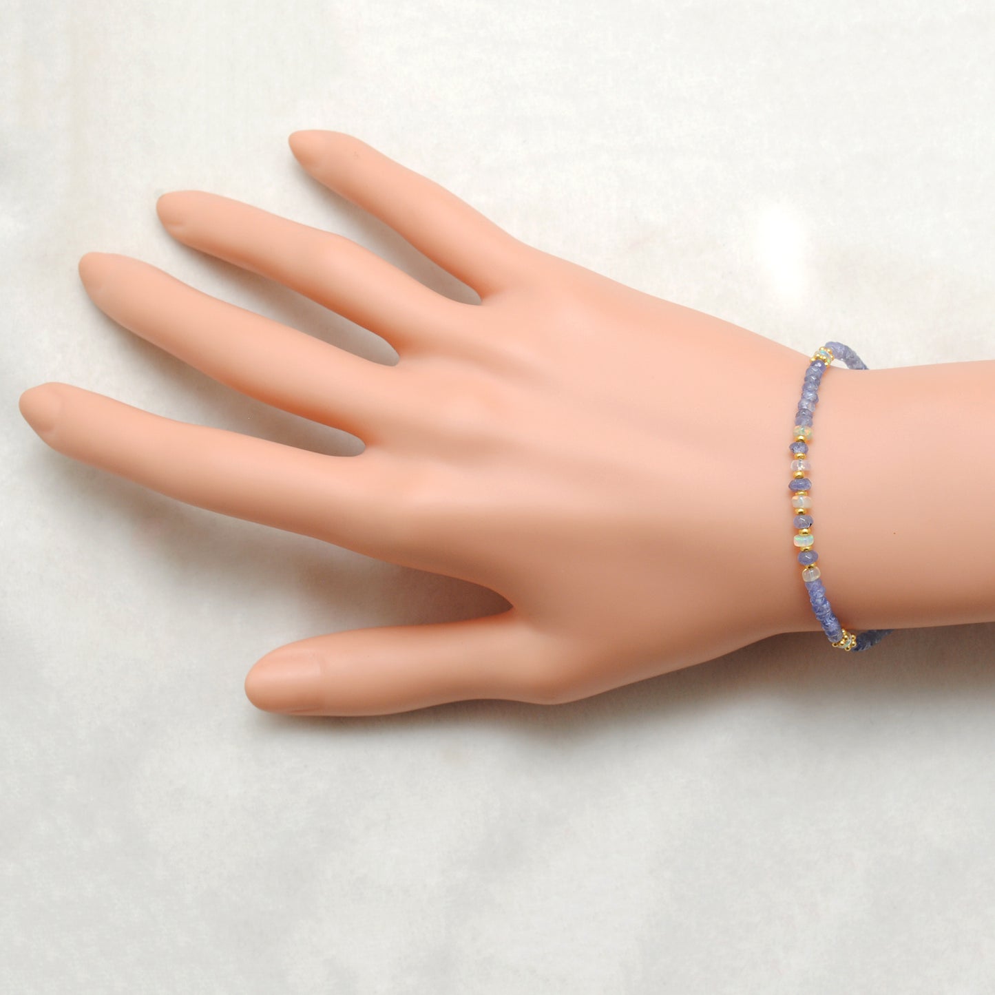 Opal With Tanzanite silver bracelet 8 inch