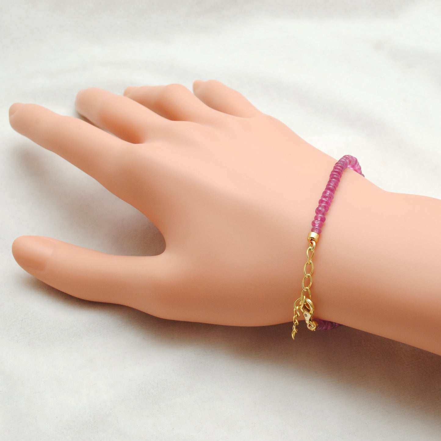 925 Sterling Silver Ruby & Pearl Bracelet, Beaded Gemstone Jewelry