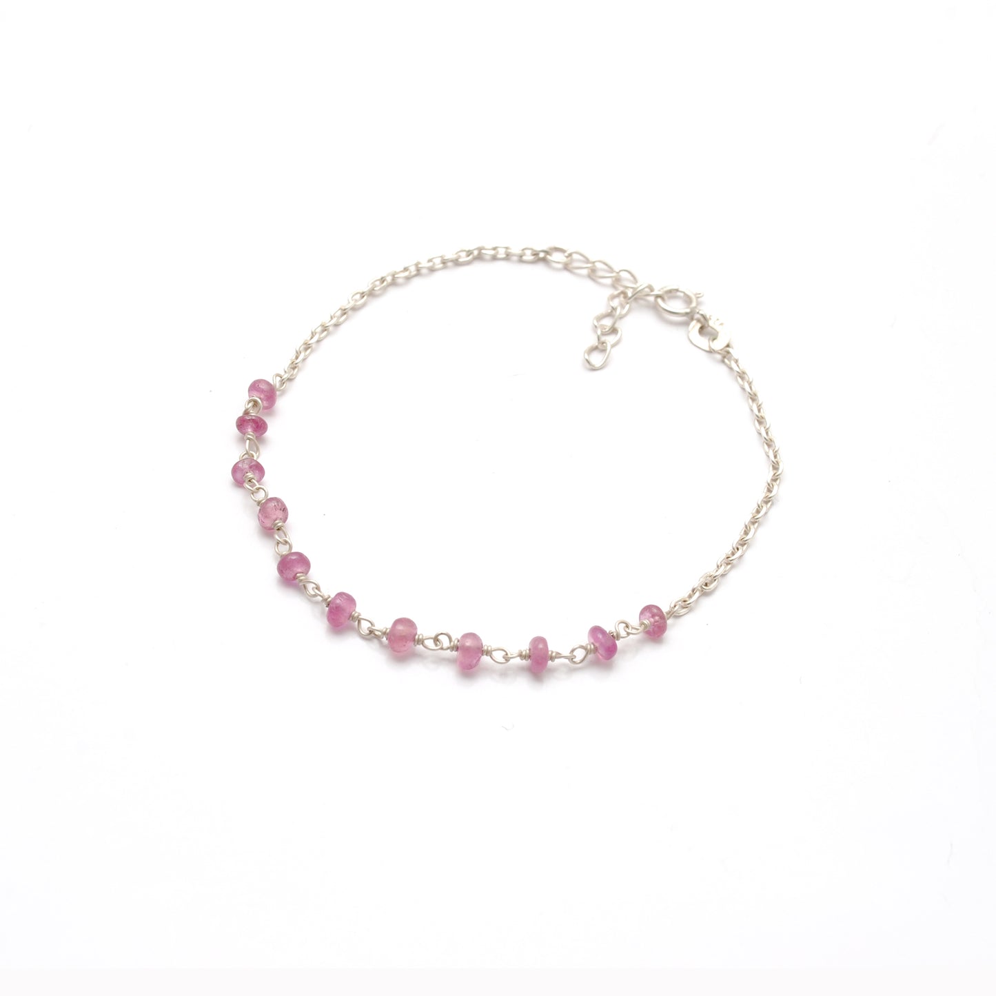 925 Sterling Silver Natural Ruby Beaded Bracelet – Minimalist Gift for Her