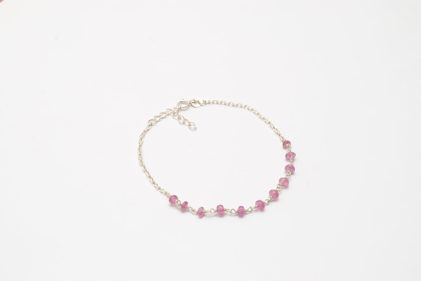 925 Sterling Silver Natural Ruby Beaded Bracelet – Minimalist Gift for Her