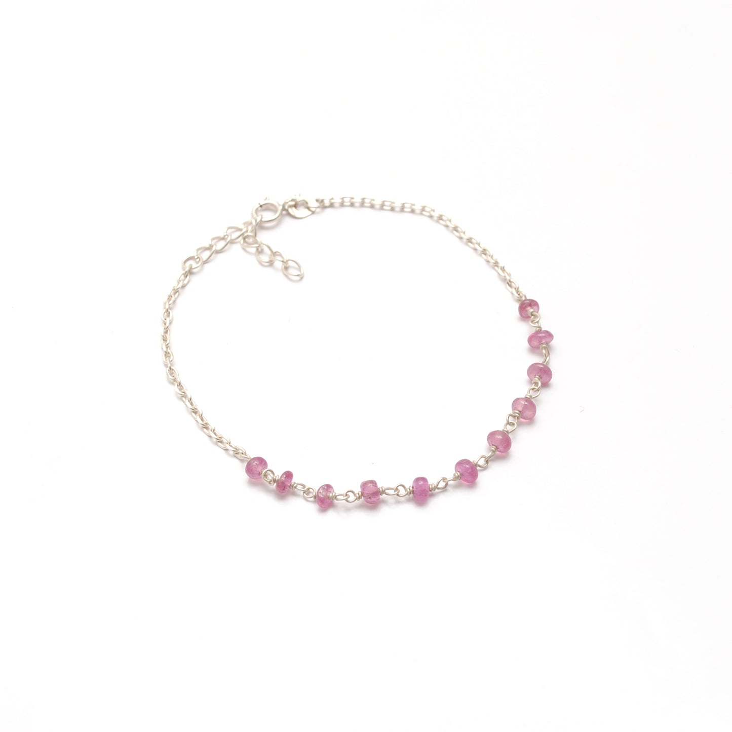 925 Sterling Silver Natural Ruby Beaded Bracelet – Minimalist Gift for Her