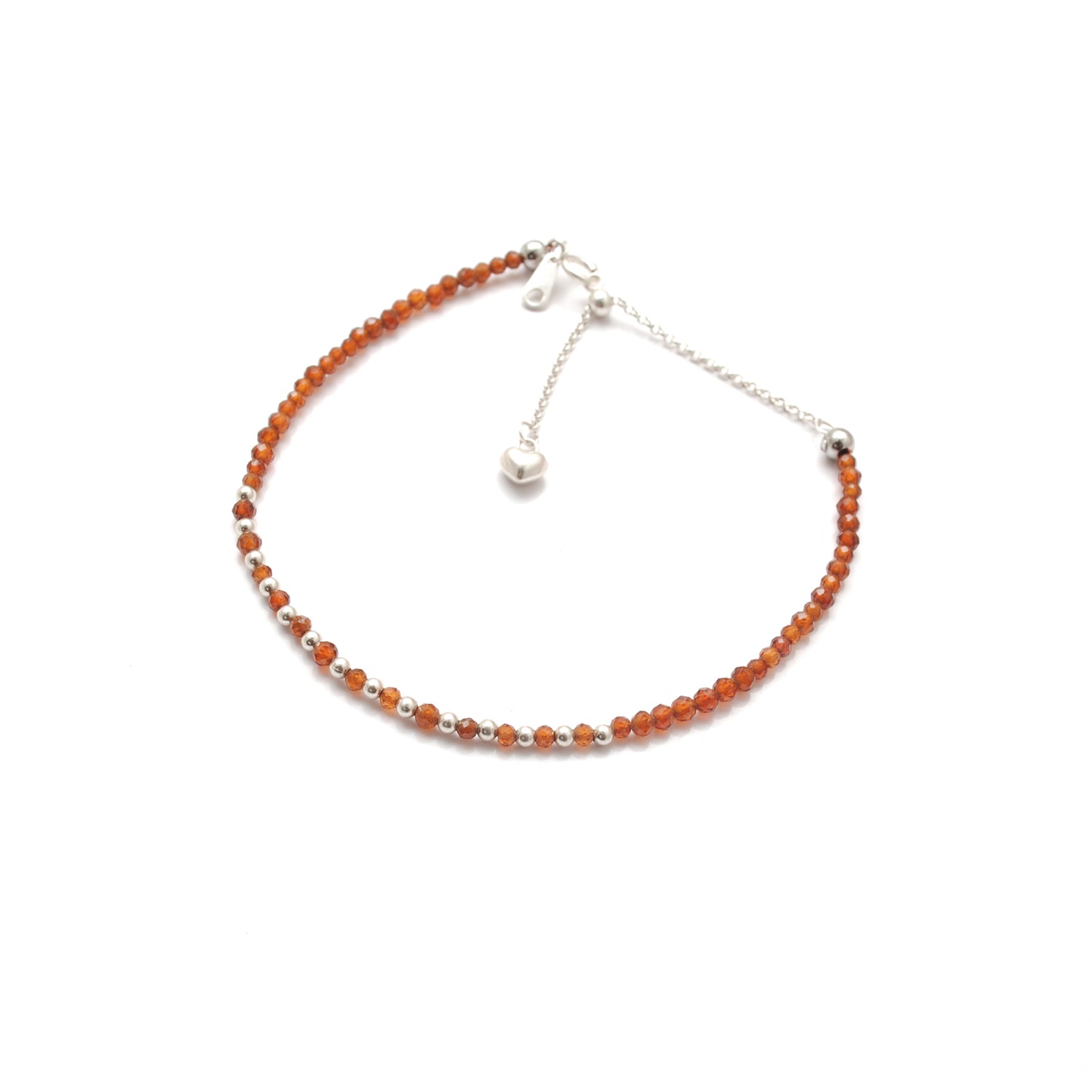 Hessonite Silver Dainty Bracelet