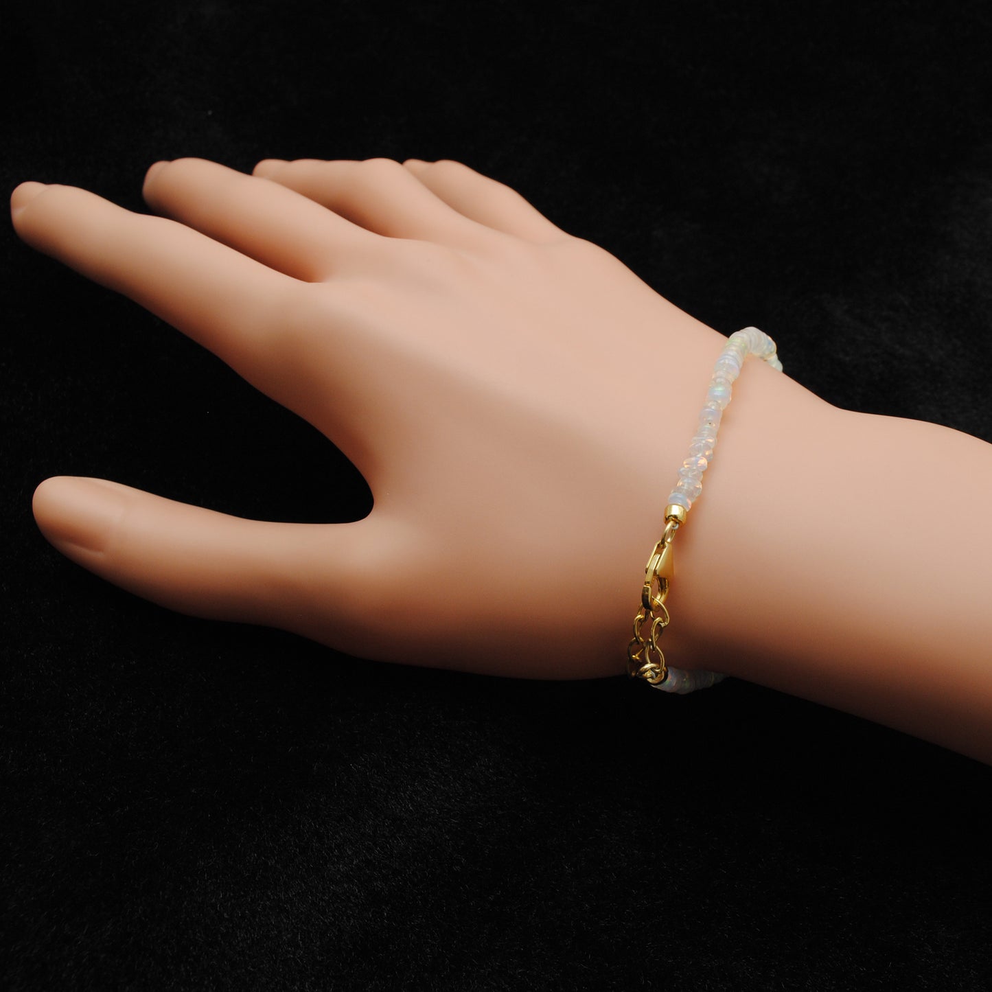 Ethiopian Opal & Pearl Beaded Bracelet, 925 Sterling Silver Jewelry. Gift for Her