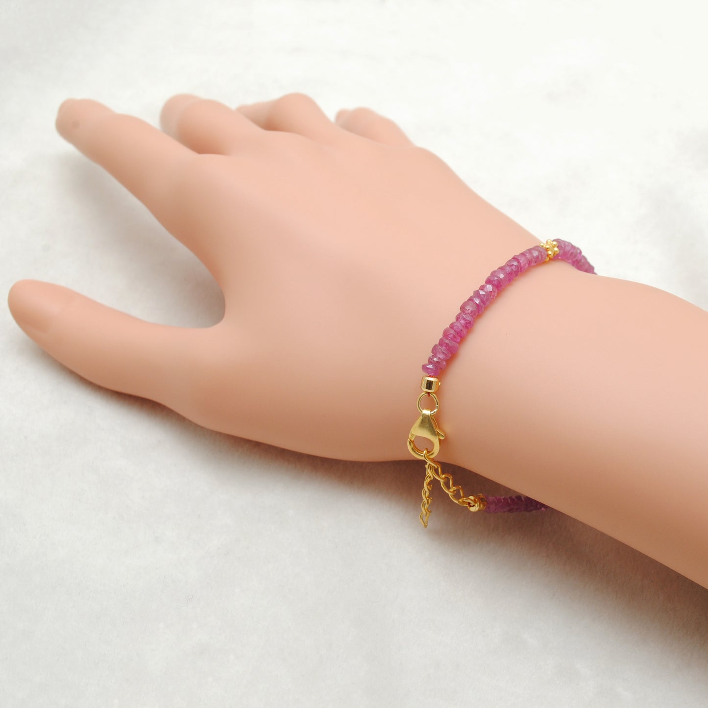 925 Sterling Silver Ruby & Diamond Bracelet – Red Gemstone Jewelry Gift for Her
