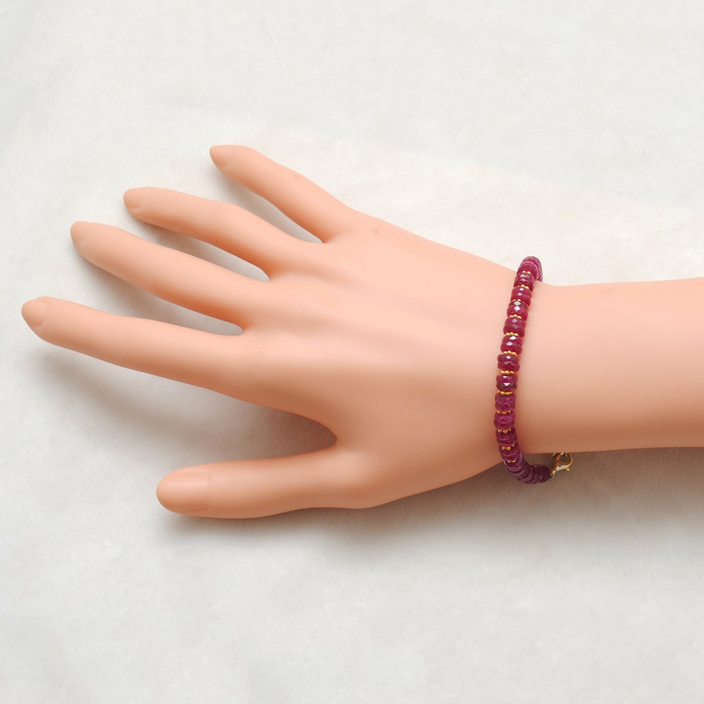 Ruby Bracelet, 925 Sterling Silver, 7.5-Inch Genuine Ruby Gemstone Jewelry