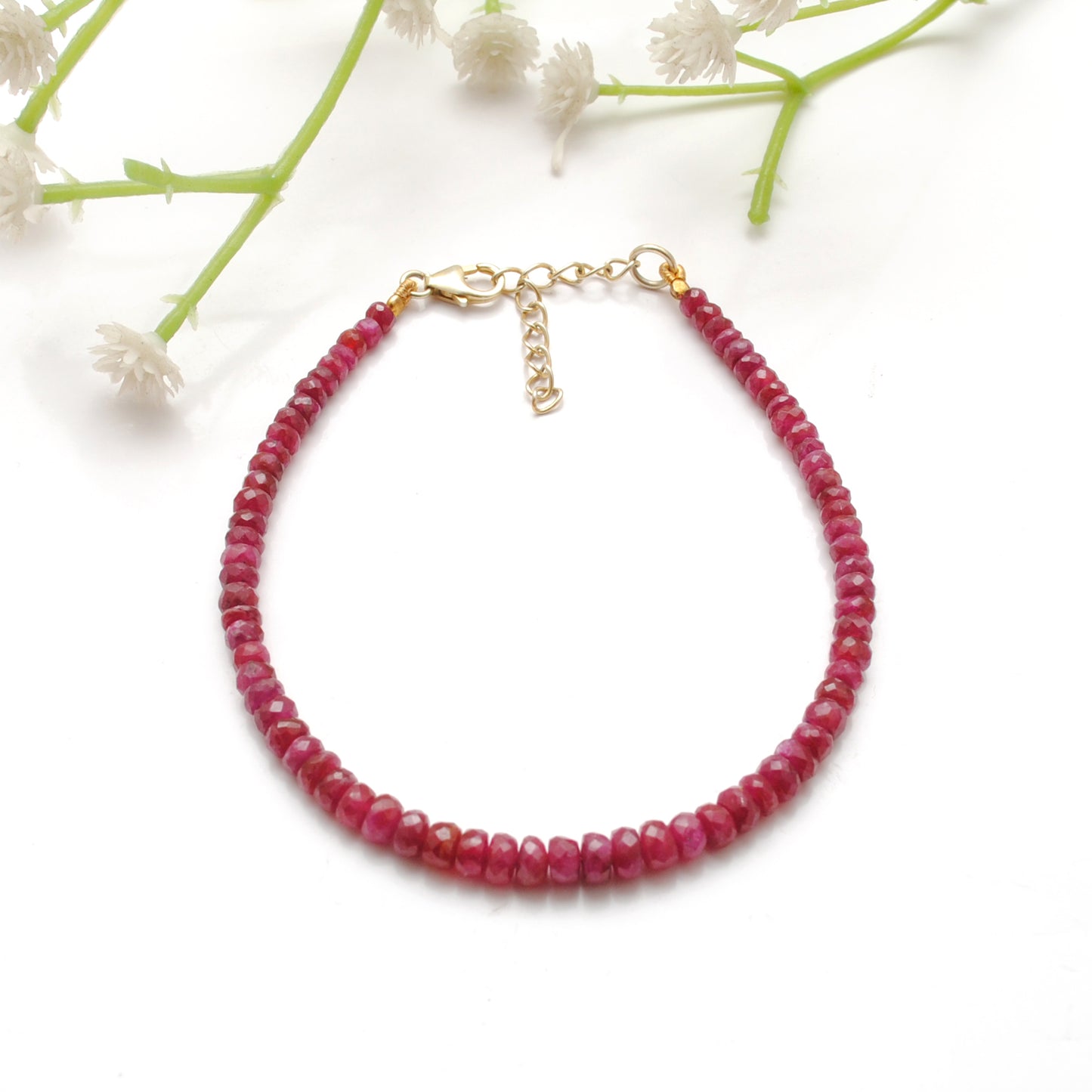 925 Sterling Silver Ruby Bracelet, July Birthstone Jewelry, Elegant Gift for Her