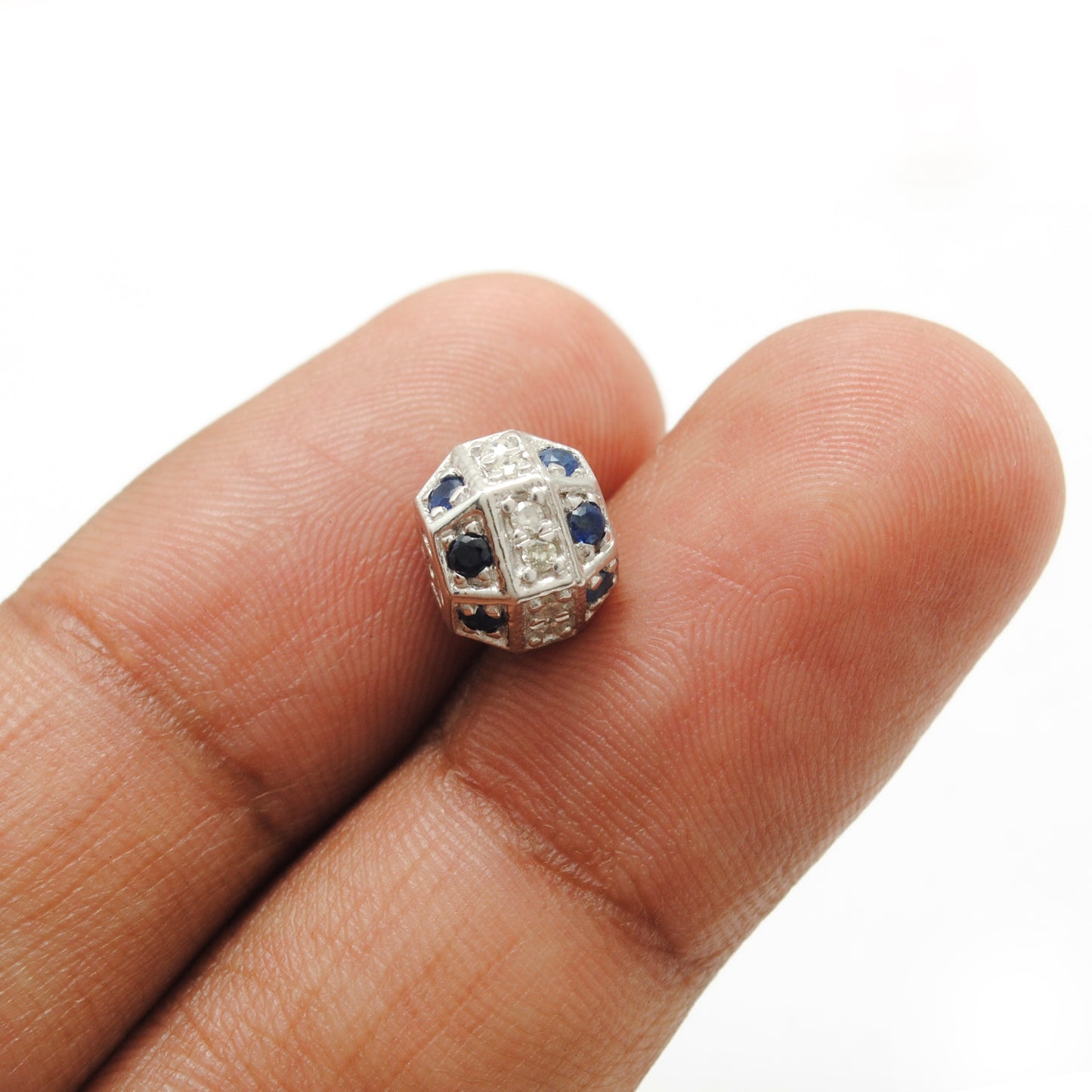 Tsavorite, Diamond & Ruby 925 Sterling Silver Handmade Beads for DIY Jewelry Making
