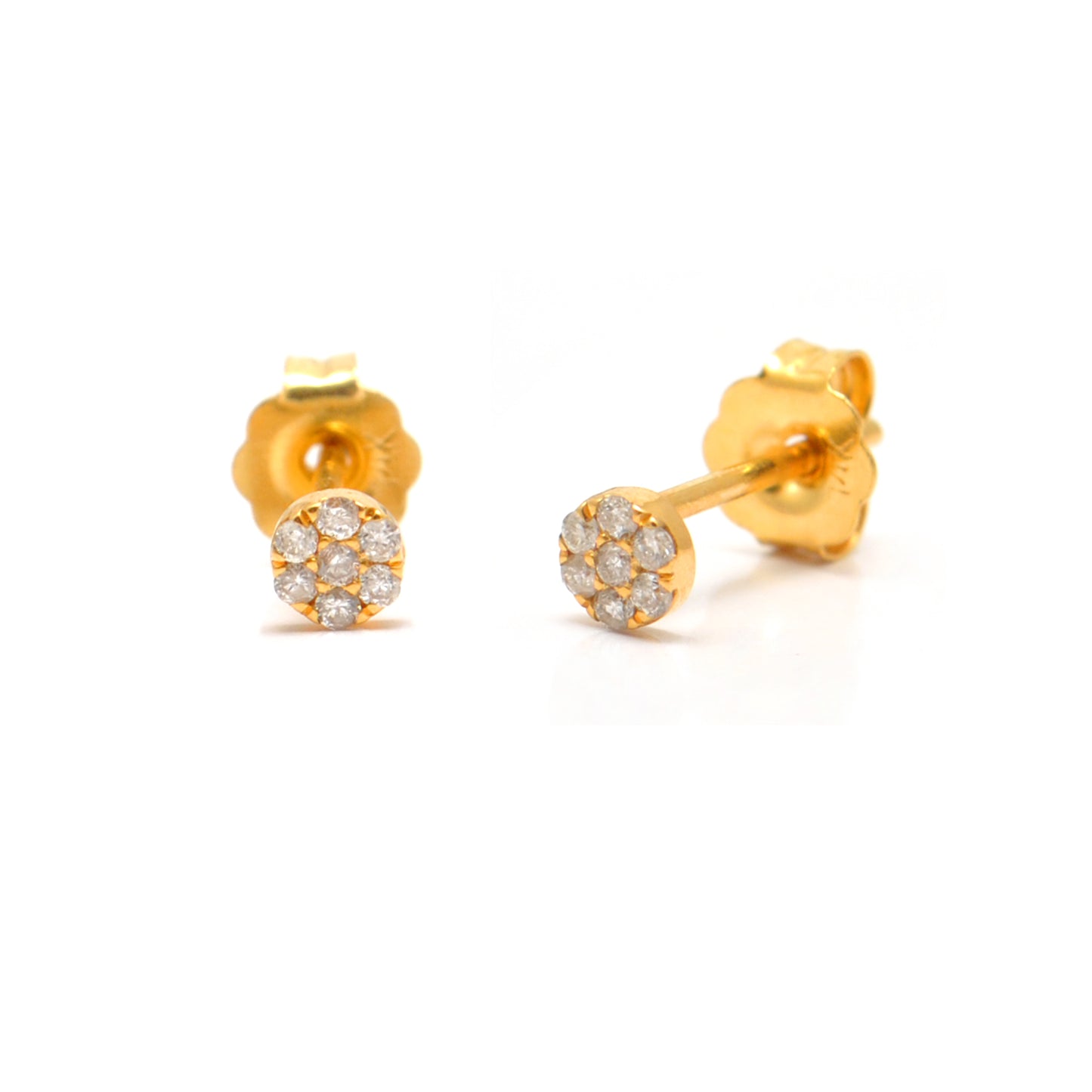 14k Solid Yellow Gold Pave Diamond Stud Earrings - Kanika Creations
