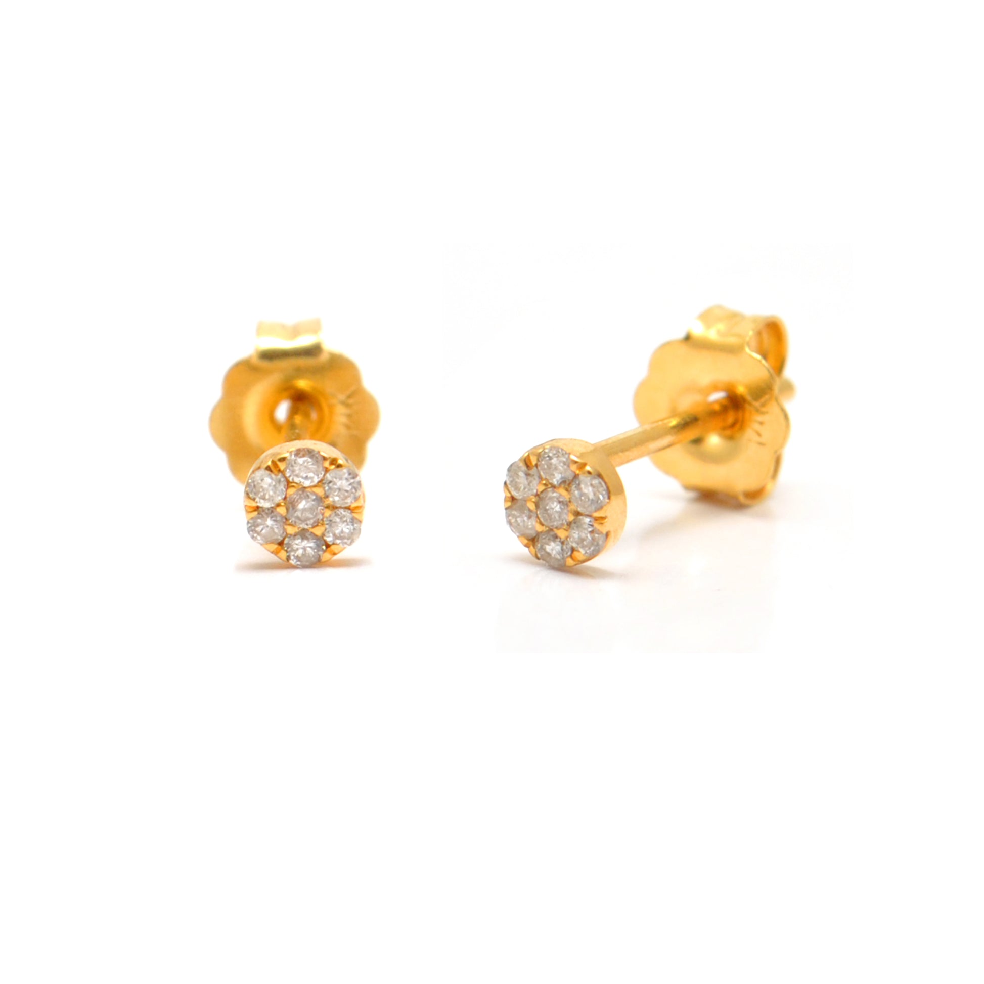 14k Solid Yellow Gold Pave Diamond Stud Earrings - Kanika Creations
