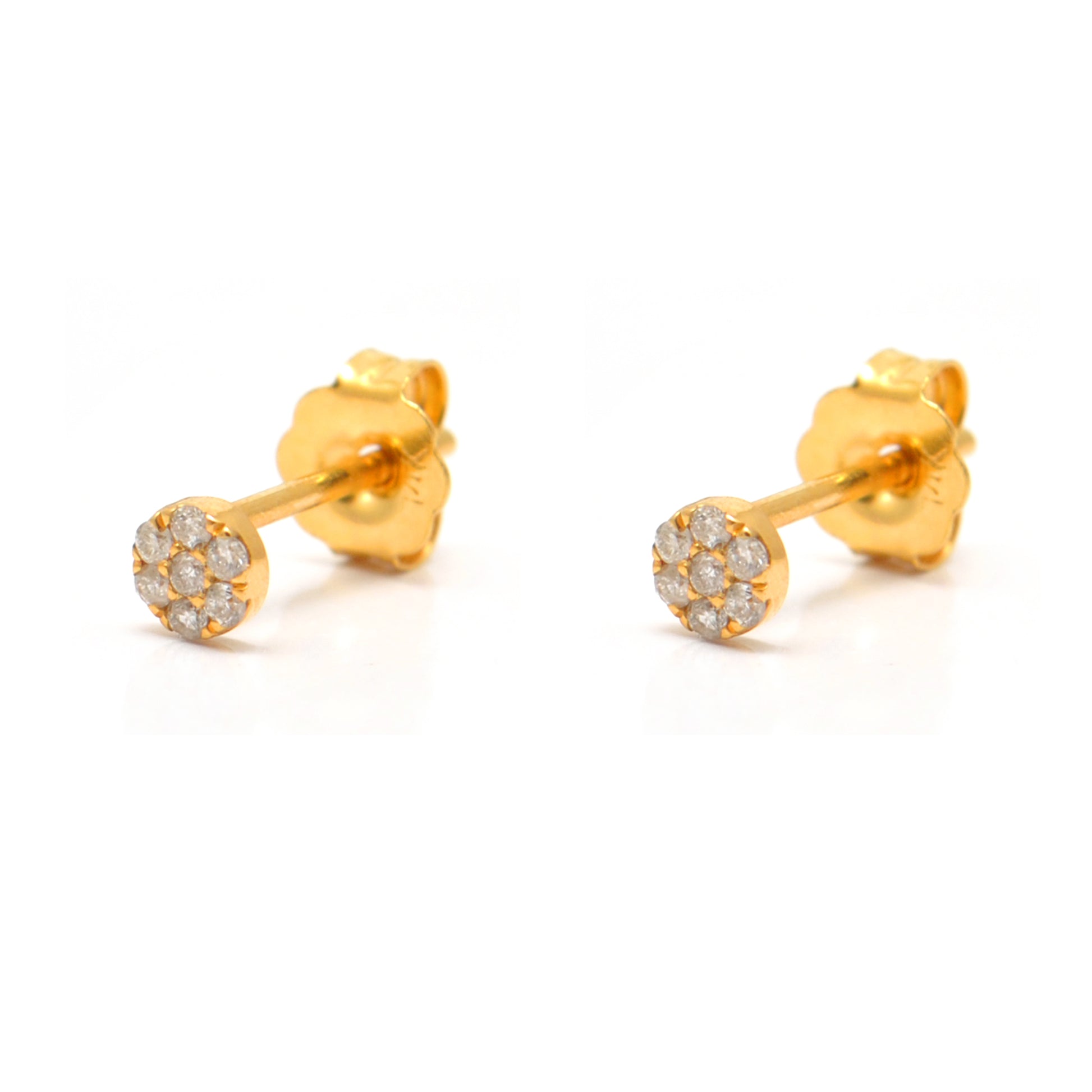 14k Solid Yellow Gold Pave Diamond Stud Earrings - Kanika Creations