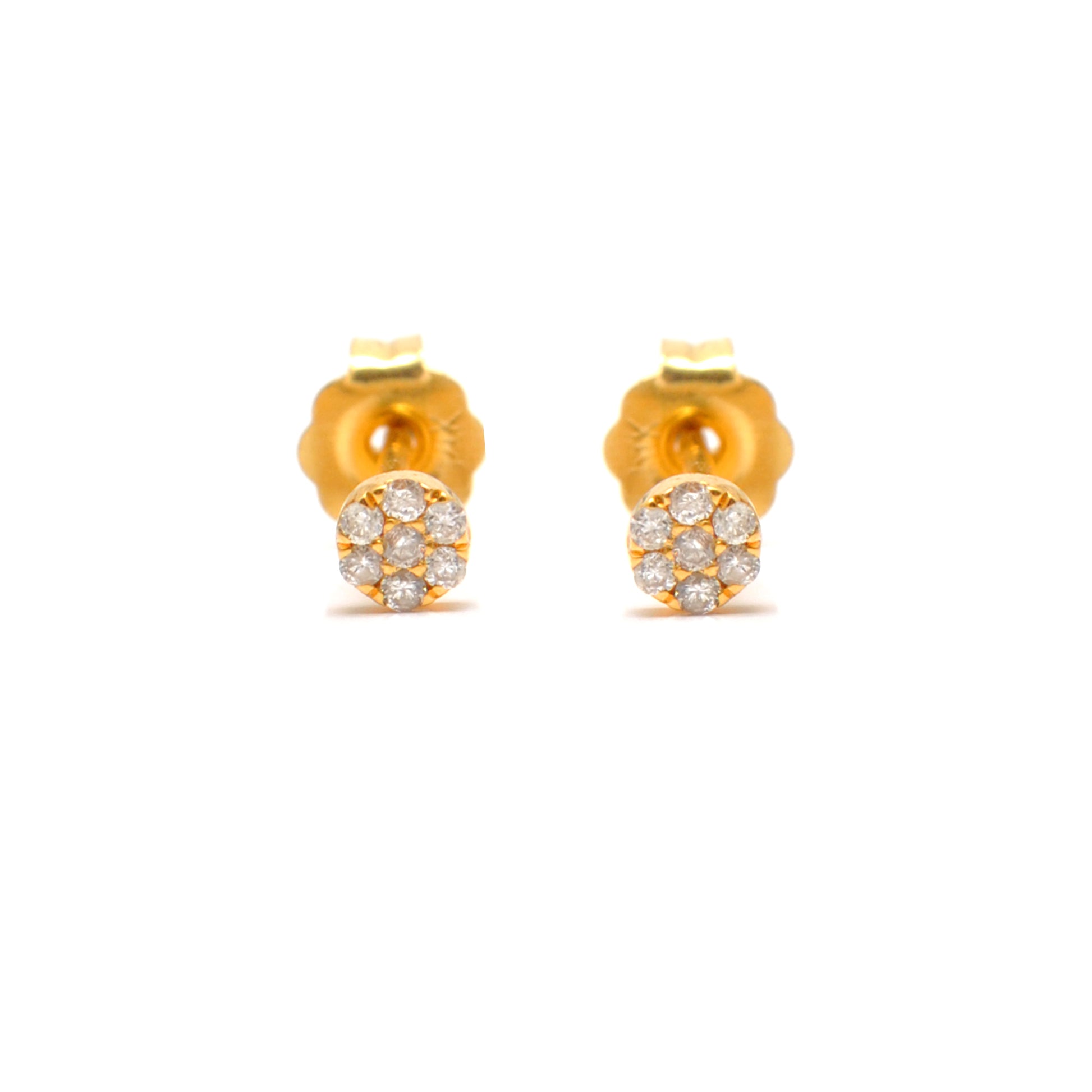 14k Solid Yellow Gold Pave Diamond Stud Earrings - Kanika Creations