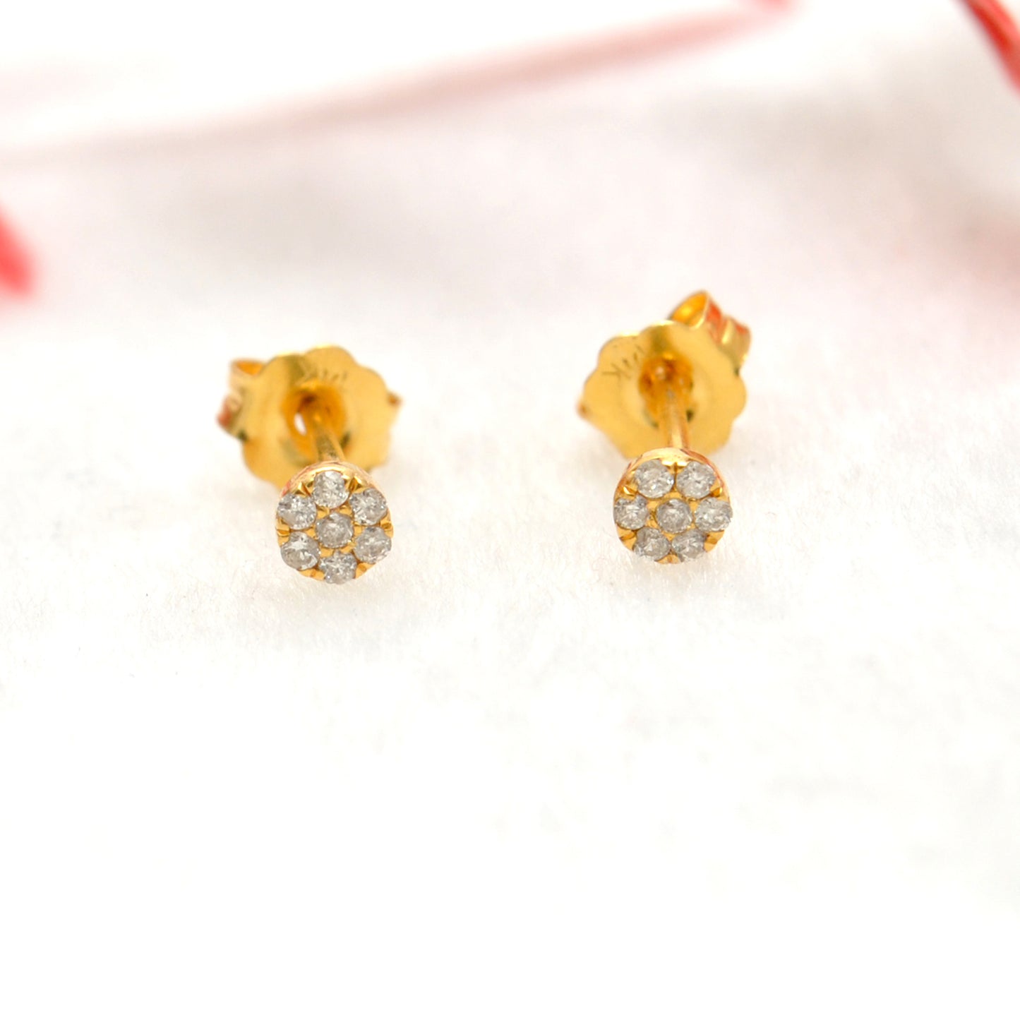 14k Solid Yellow Gold Pave Diamond Stud Earrings - Kanika Creations