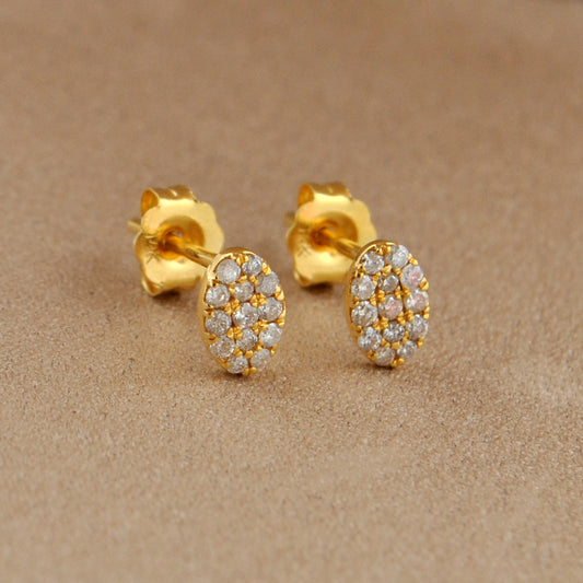 14k Yellow Gold Minimalist Diamond Stud Earrings - Kanika Creations