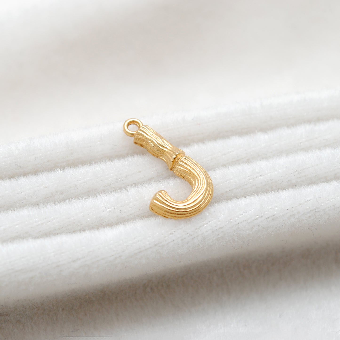 18k Solid Yellow Gold J Initial Letter Charm Pendant