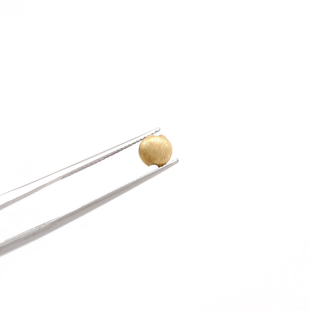 6mm Solid 18K Yellow Gold Round Spacer Bead Brush Finish (1pc) for Jewelry Making
