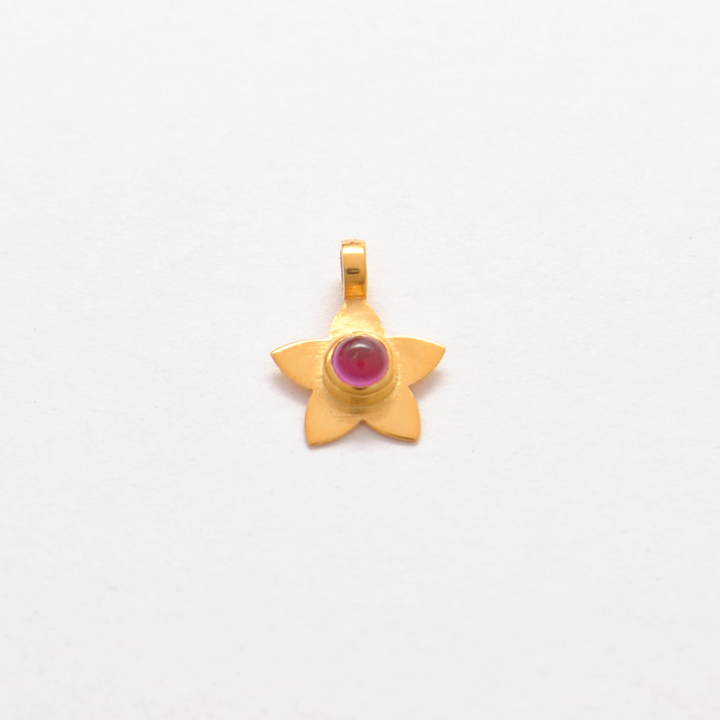 18k Solid Yellow Gold Studded Stone Star Charm 8mm