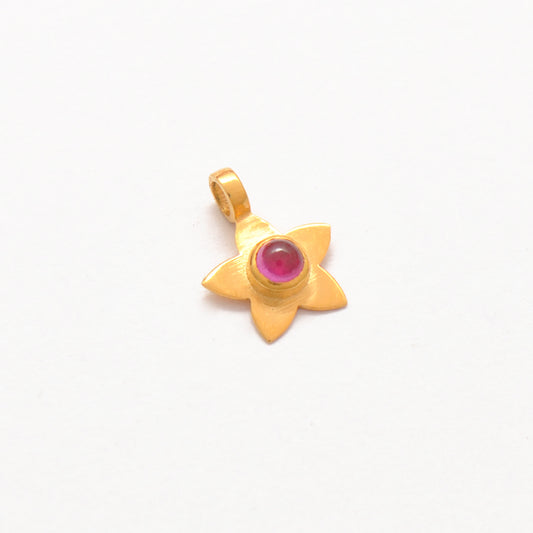 18k Solid Yellow Gold Studded Stone Star Charm 8mm - Kanika Creations
