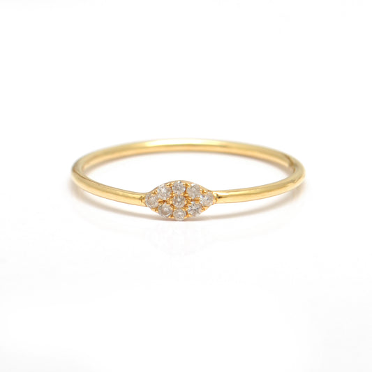 14k Solid Yellow Gold Pave Diamond Minimalist Wedding Ring - Kanika Creations