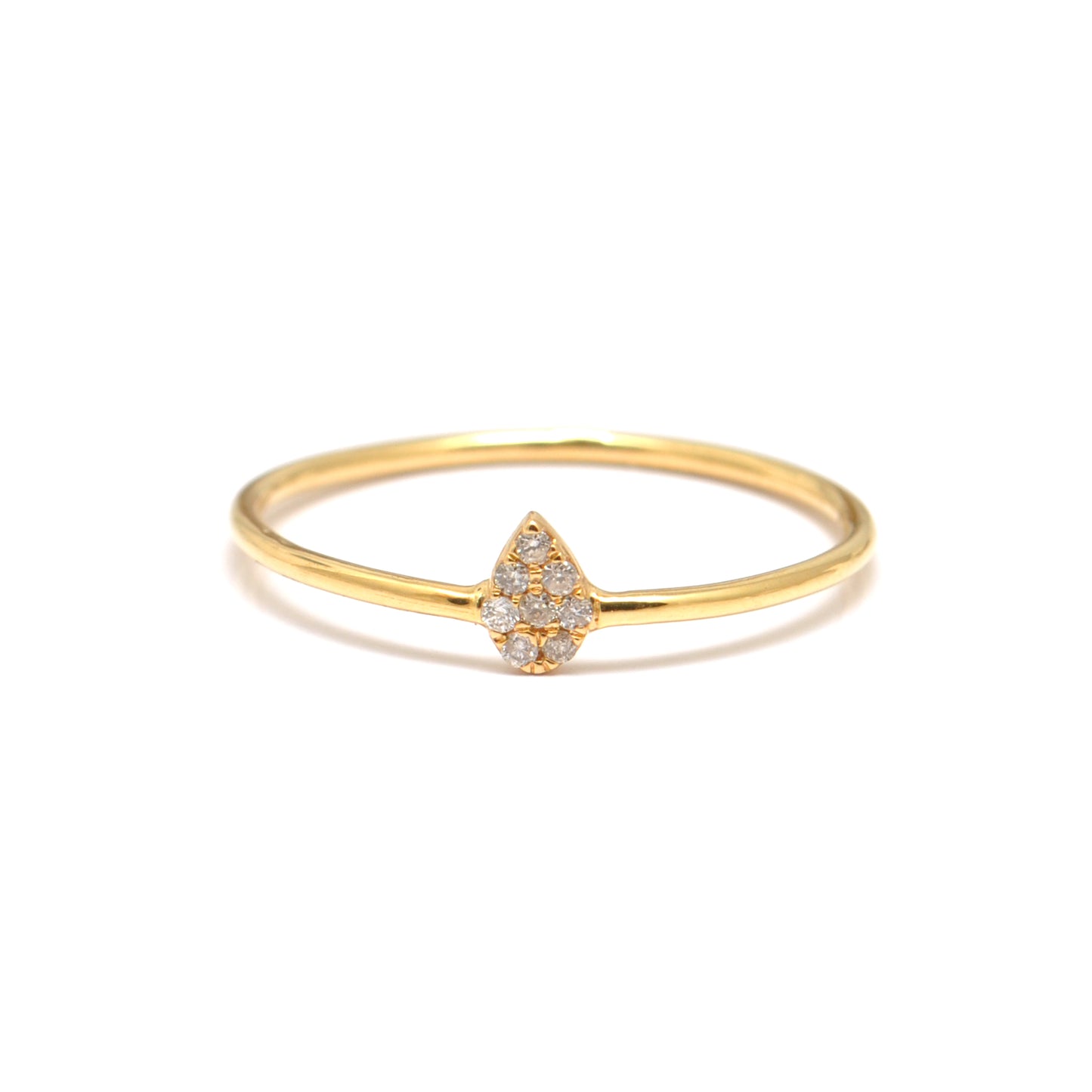 14k Solid Yellow Gold Pave Diamond Dainty Ring - Kanika Creations