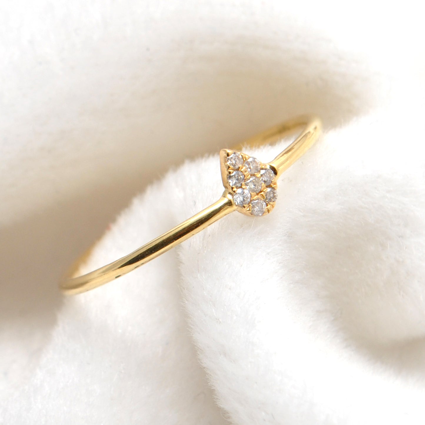 14k Solid Yellow Gold Pave Diamond Dainty Ring - Kanika Creations