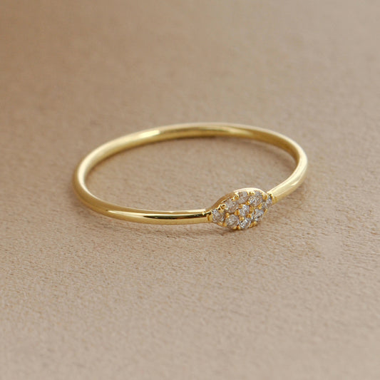 14k Solid Yellow Gold Pave Diamond Engagement Ring - Kanika Creations