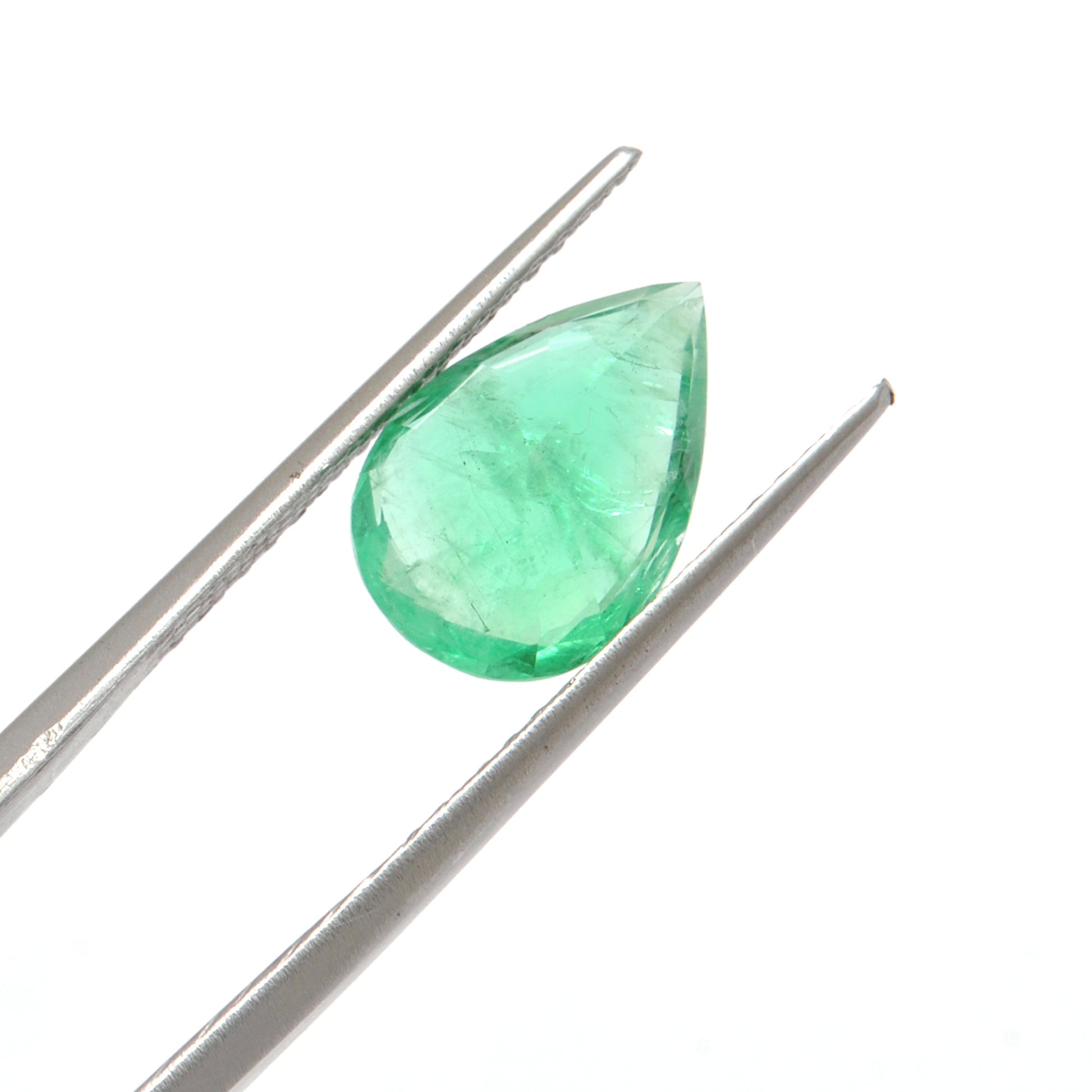 Natural Zambian Emerald Faceted Pear 3.85 Carat -13x9mm Gemstone - Kanika Creations