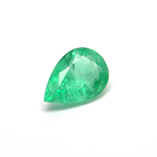 Natural Zambian Emerald Faceted Pear 3.85 Carat -13x9mm Gemstone - Kanika Creations