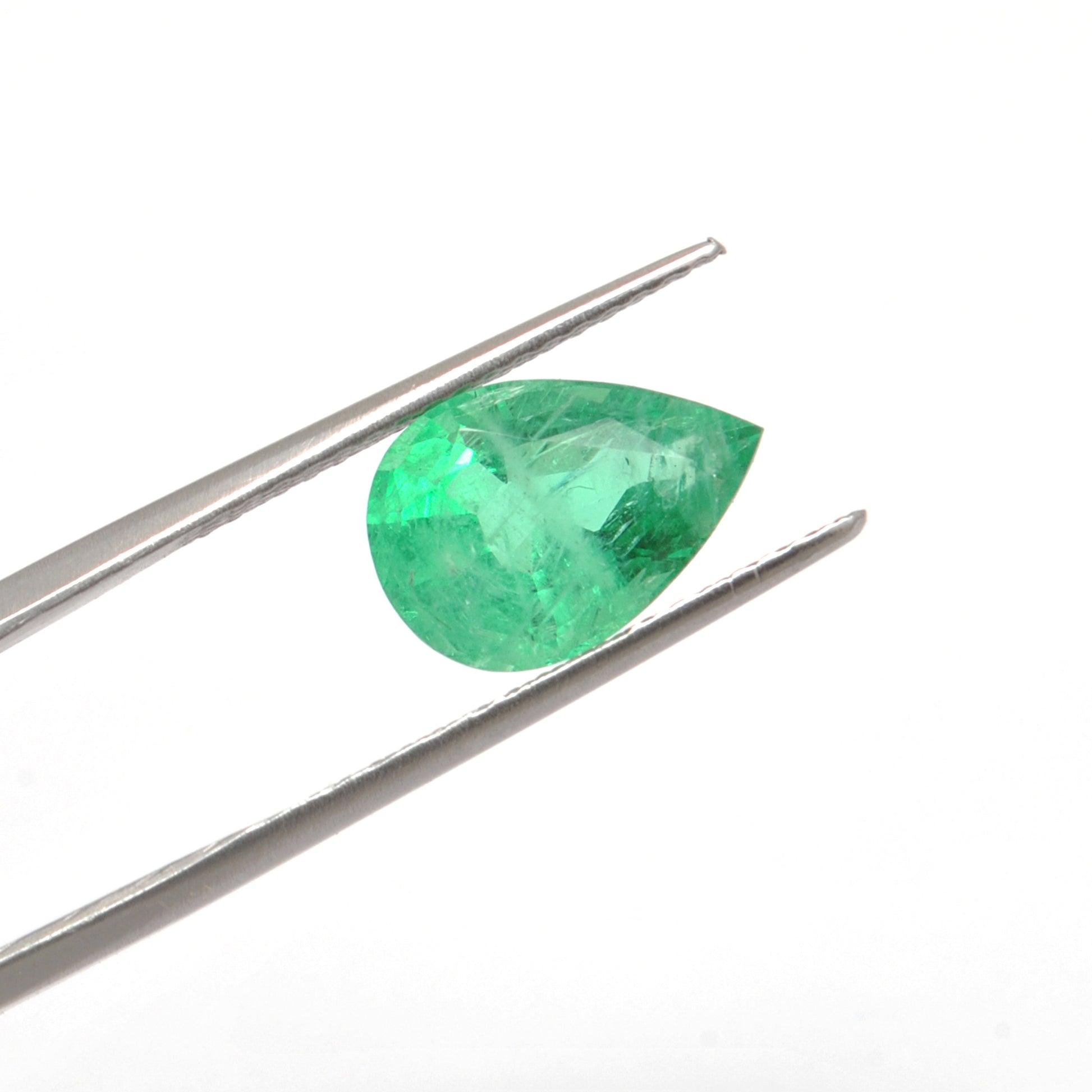 Natural Zambian Emerald Faceted Pear 3.85 Carat -13x9mm Gemstone - Kanika Creations