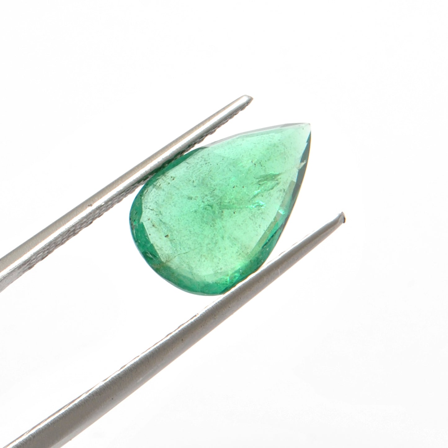 Natural Zambian Emerald Faceted Pear 4.90 Carat -15x10mm Gemstone - Kanika Creations