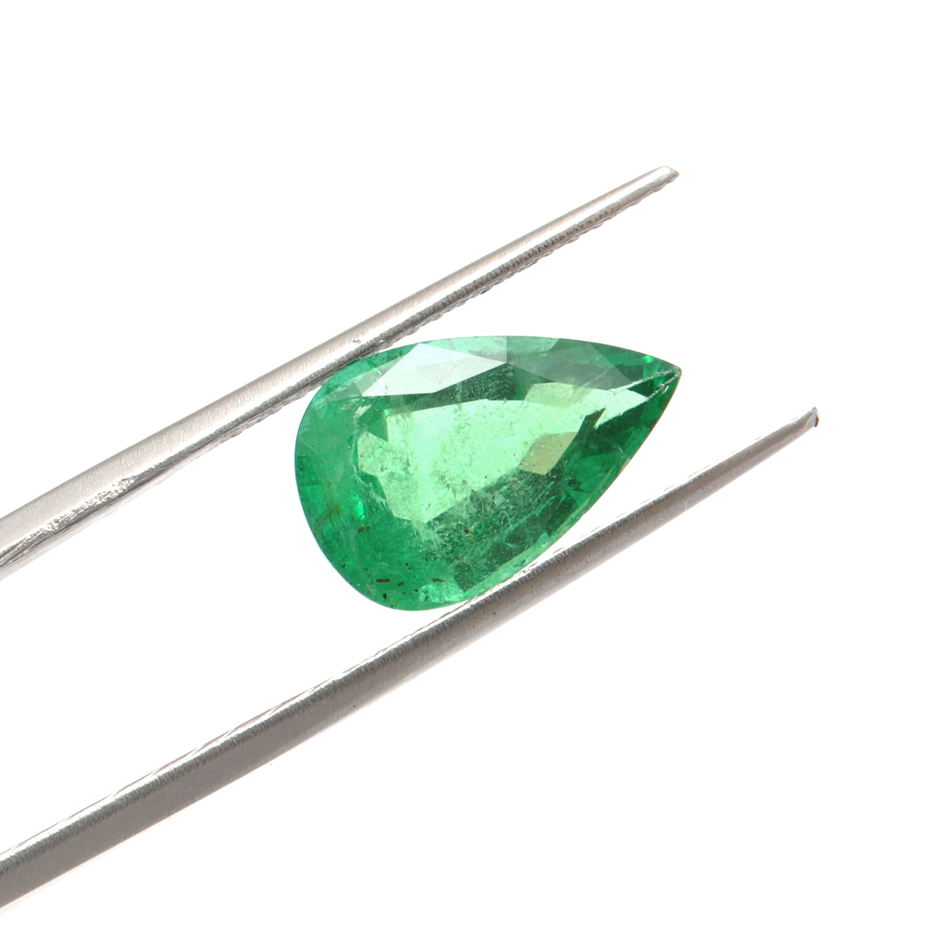Natural Zambian Emerald Faceted Pear 4.90 Carat -15x10mm Gemstone - Kanika Creations