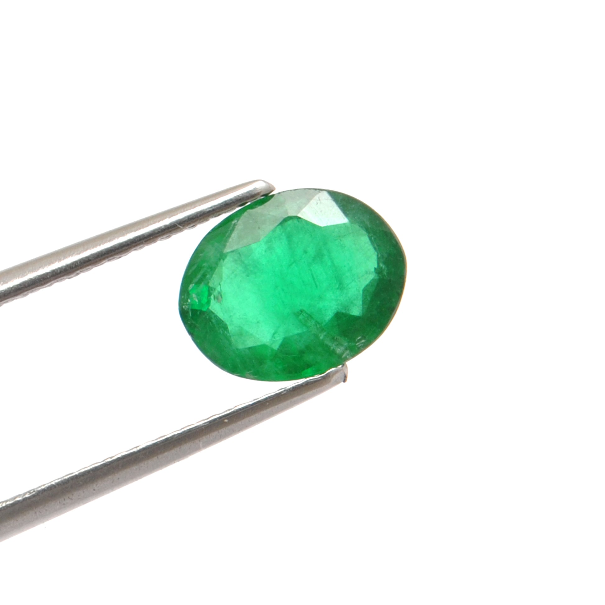Natural Zambian Emerald Faceted Oval 1.40 Carat - 7x8.5mm Gemstone - Kanika Creations