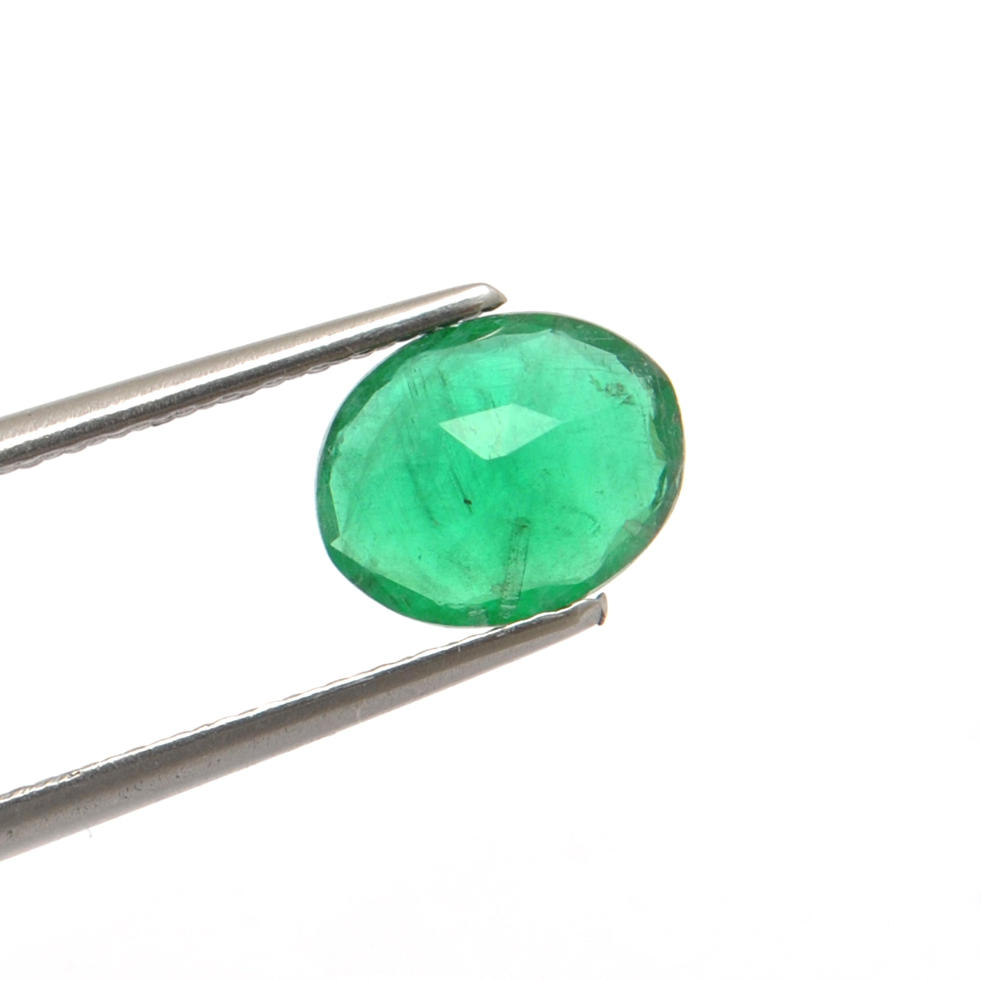 Natural Zambian Emerald Faceted Oval 1.40 Carat - 7x8.5mm Gemstone - Kanika Creations