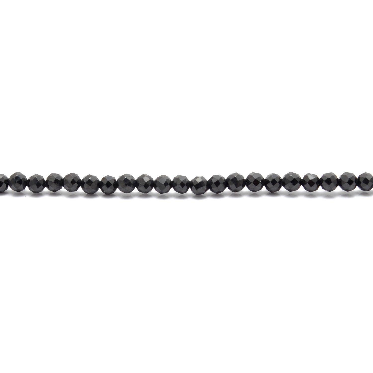 Natural Black Spinel Round Faceted Gemstone Beads - Kanika Creations