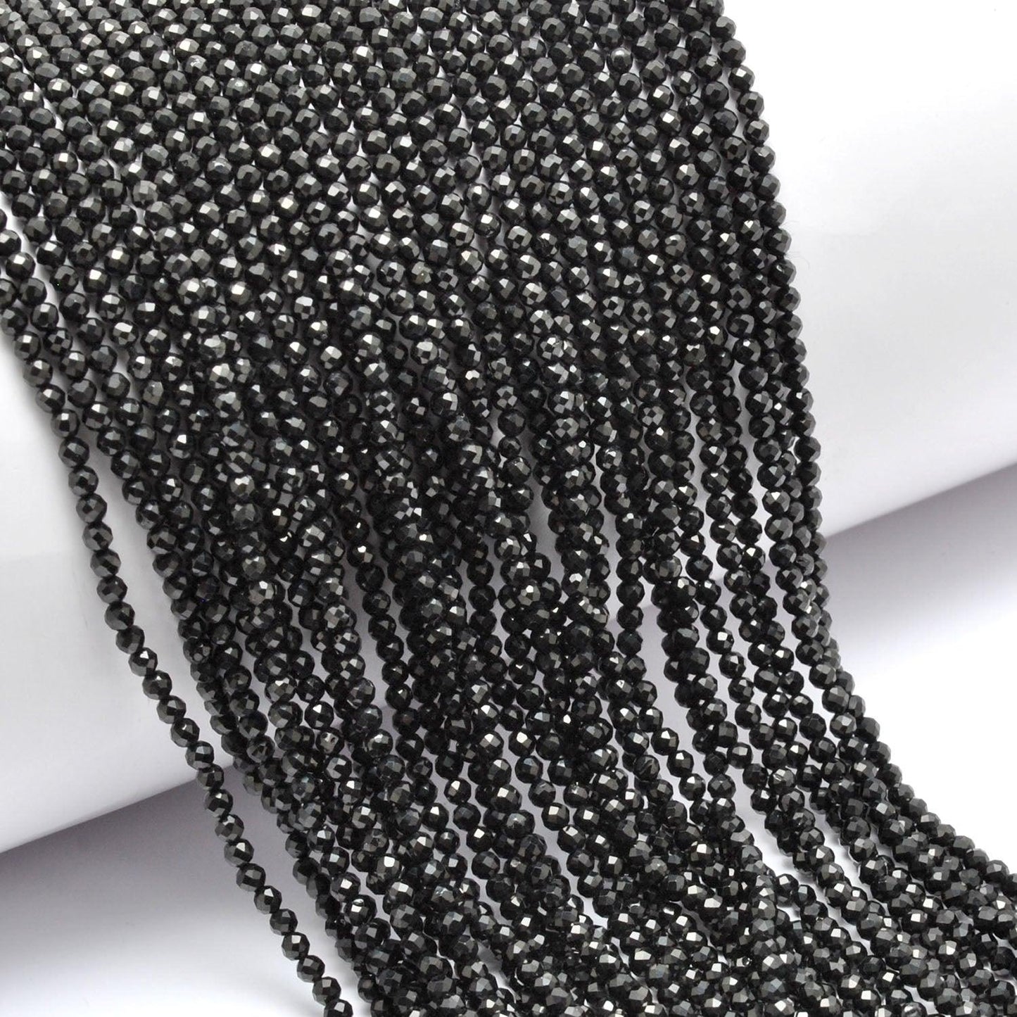 Natural Black Spinel Round Faceted Gemstone Beads - Kanika Creations