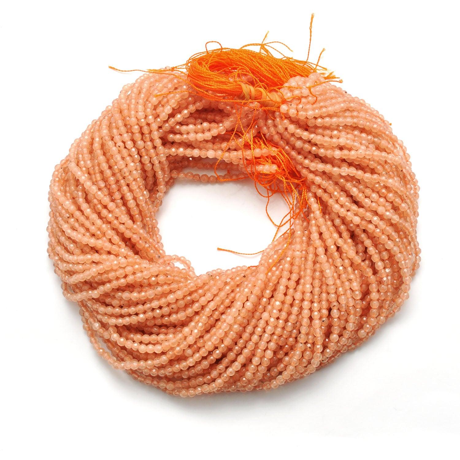 Honey Quartz Round Faceted Gemstone Beads 3-3.5mm 14" - Kanika Creations