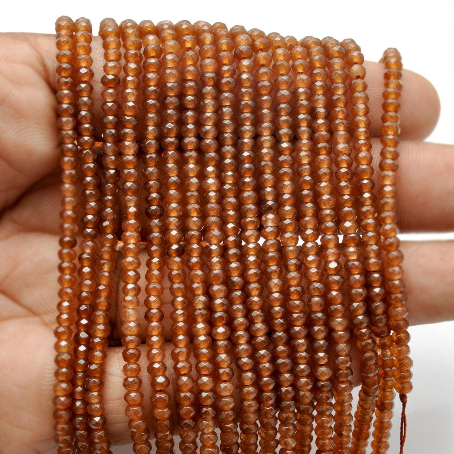 Brown Quartz Faceted Rondelle Gemstone Beads 14" Strand - Kanika Creations