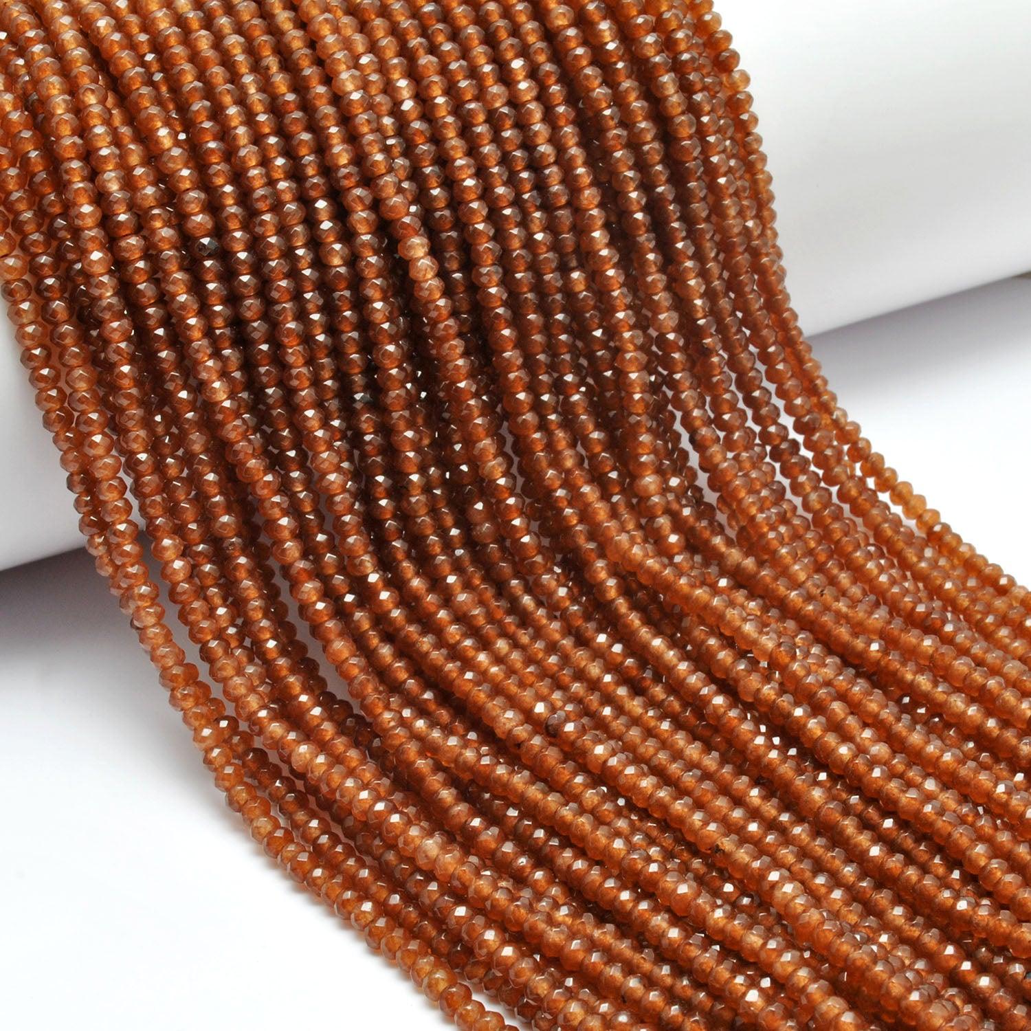 Brown Quartz Faceted Rondelle Gemstone Beads 14" Strand - Kanika Creations
