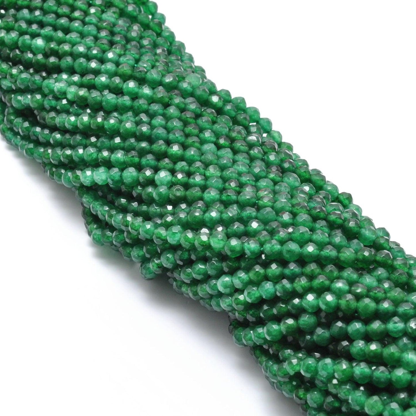 Green Quartz Faceted Round Gemstone Beads 14" Strand - Kanika Creations