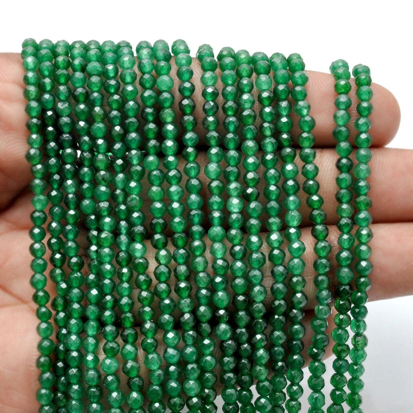 Green Quartz Faceted Round Gemstone Beads 14" Strand - Kanika Creations